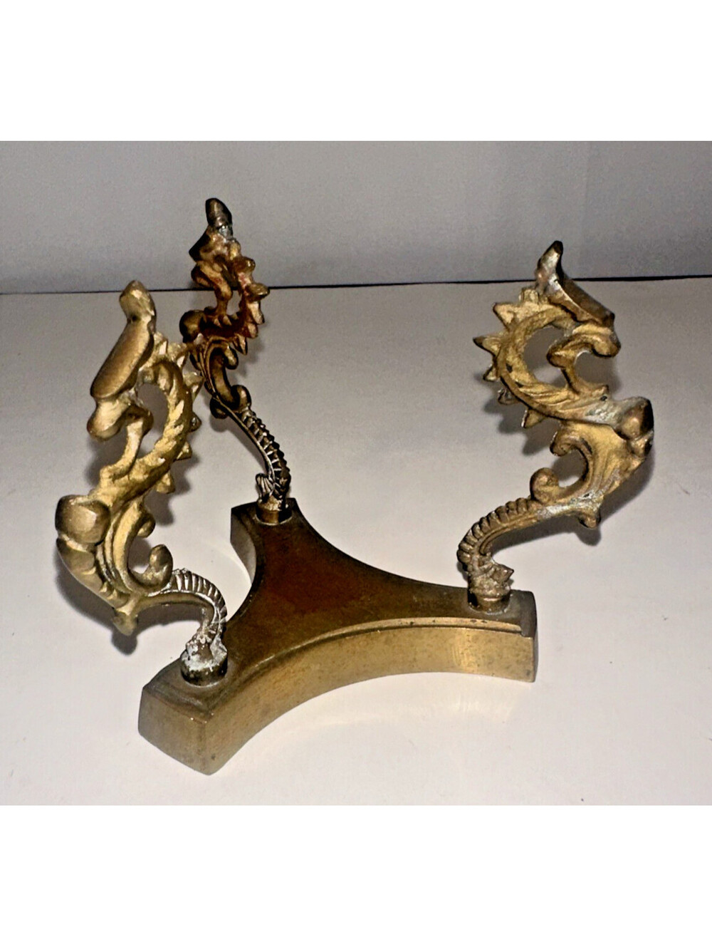 Orrnate Brass Dragon Candle, Decorative or Crystal Ball Holder Base